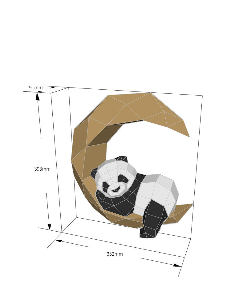 3D Moon Panda Paper Model