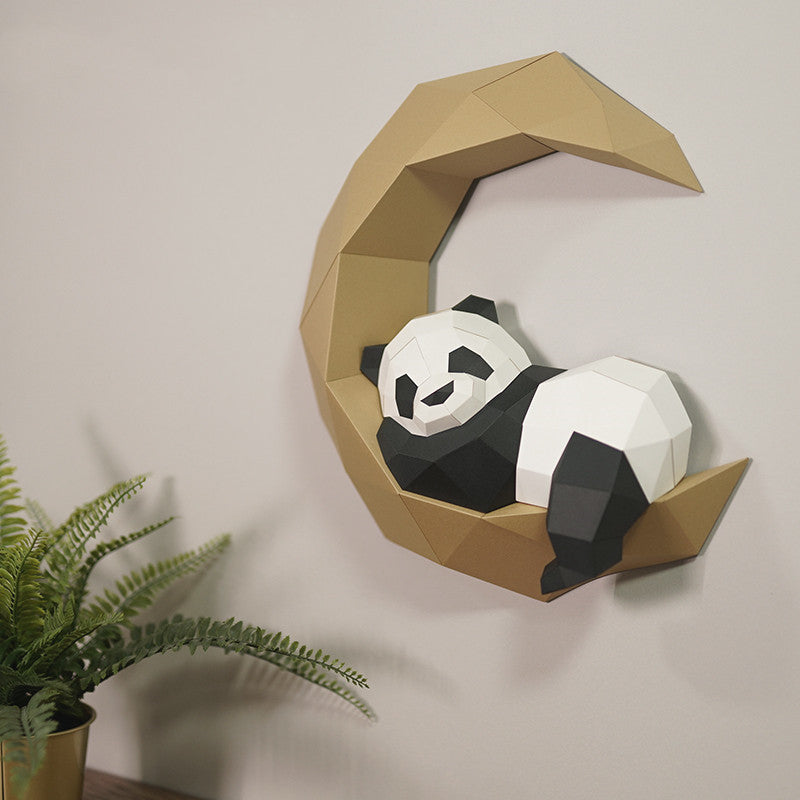 3D Moon Panda Paper Model