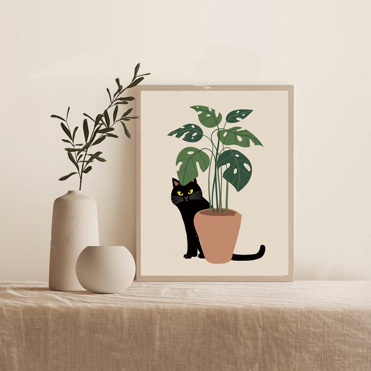 Cute Cat Wall Canvas Painting