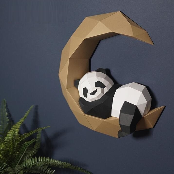 3D Moon Panda Paper Model