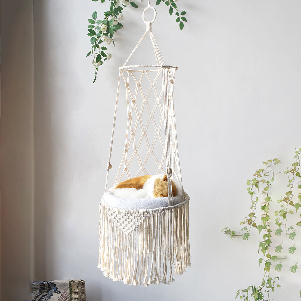 Macramé Hanging Pet Hammock